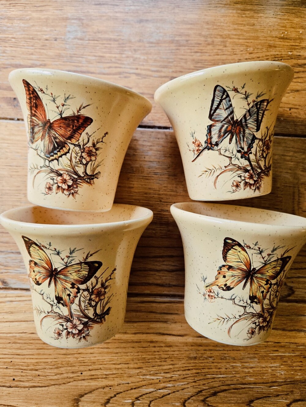 Vintage 70s Pottery Butterfly Cups